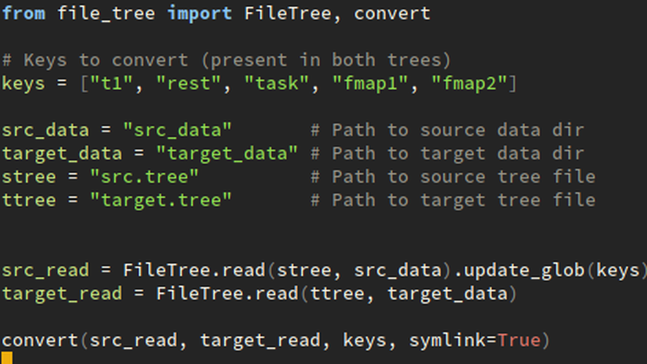 Converting Datasets with file_tree