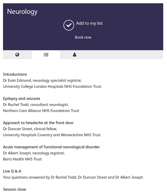 Webinar programme